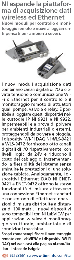 Piattaforma di acquisizione dati wireless