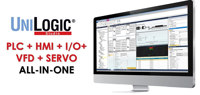 UniLogic®: riduci il tempo di programmazione con il rinomato software All-in-One per PLC, HMI, VFD, I/O e Servo